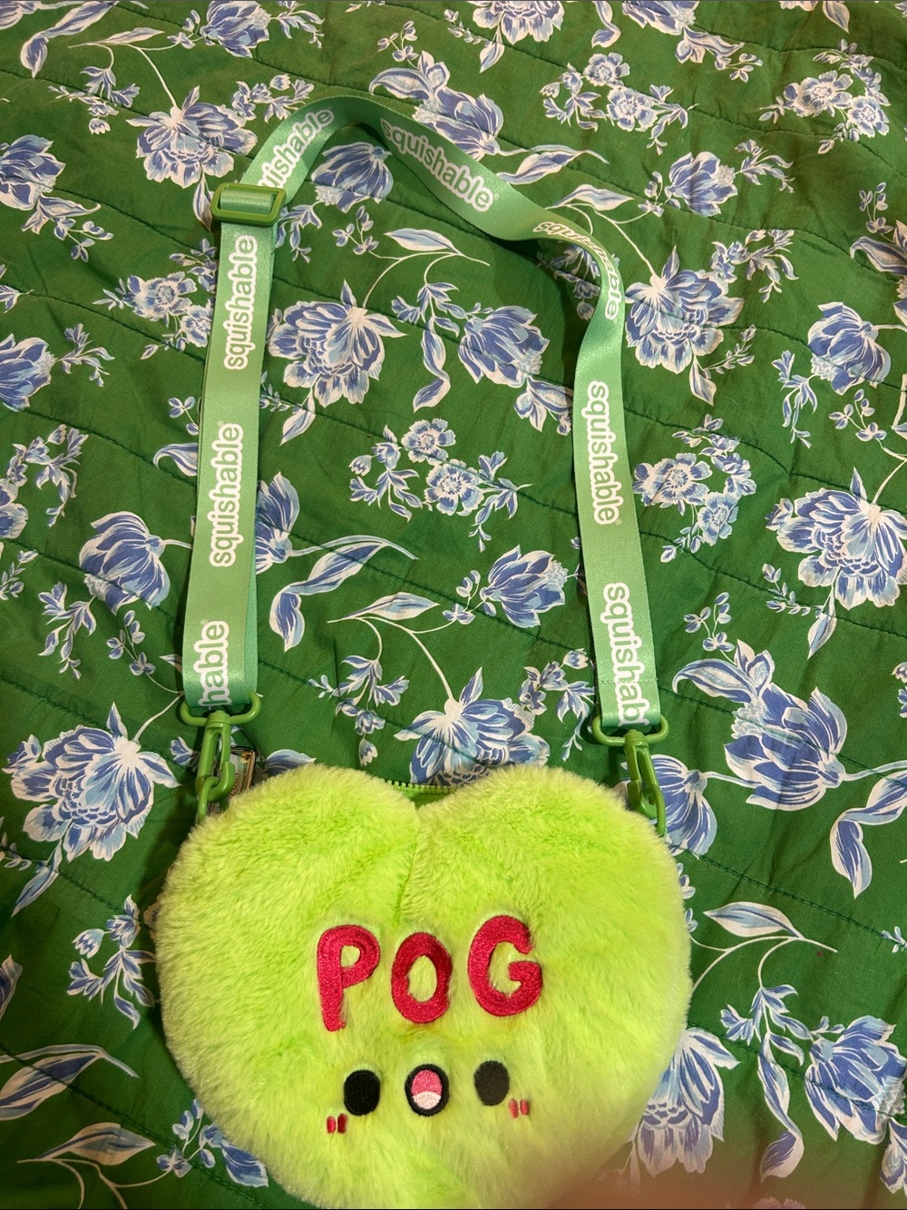 Squishables Green Plush Heart Crossbody Bag - 'POG'